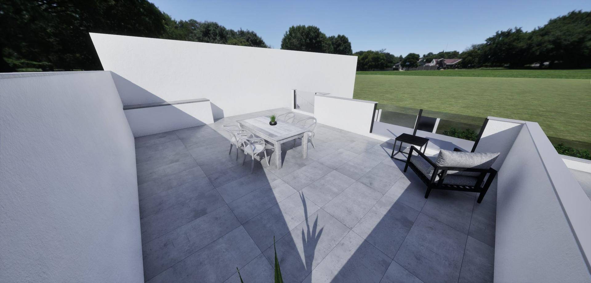 Weitläufige Dachterrasse mit Ess- und Loungebereich, ideal für Entspannung im Freien.