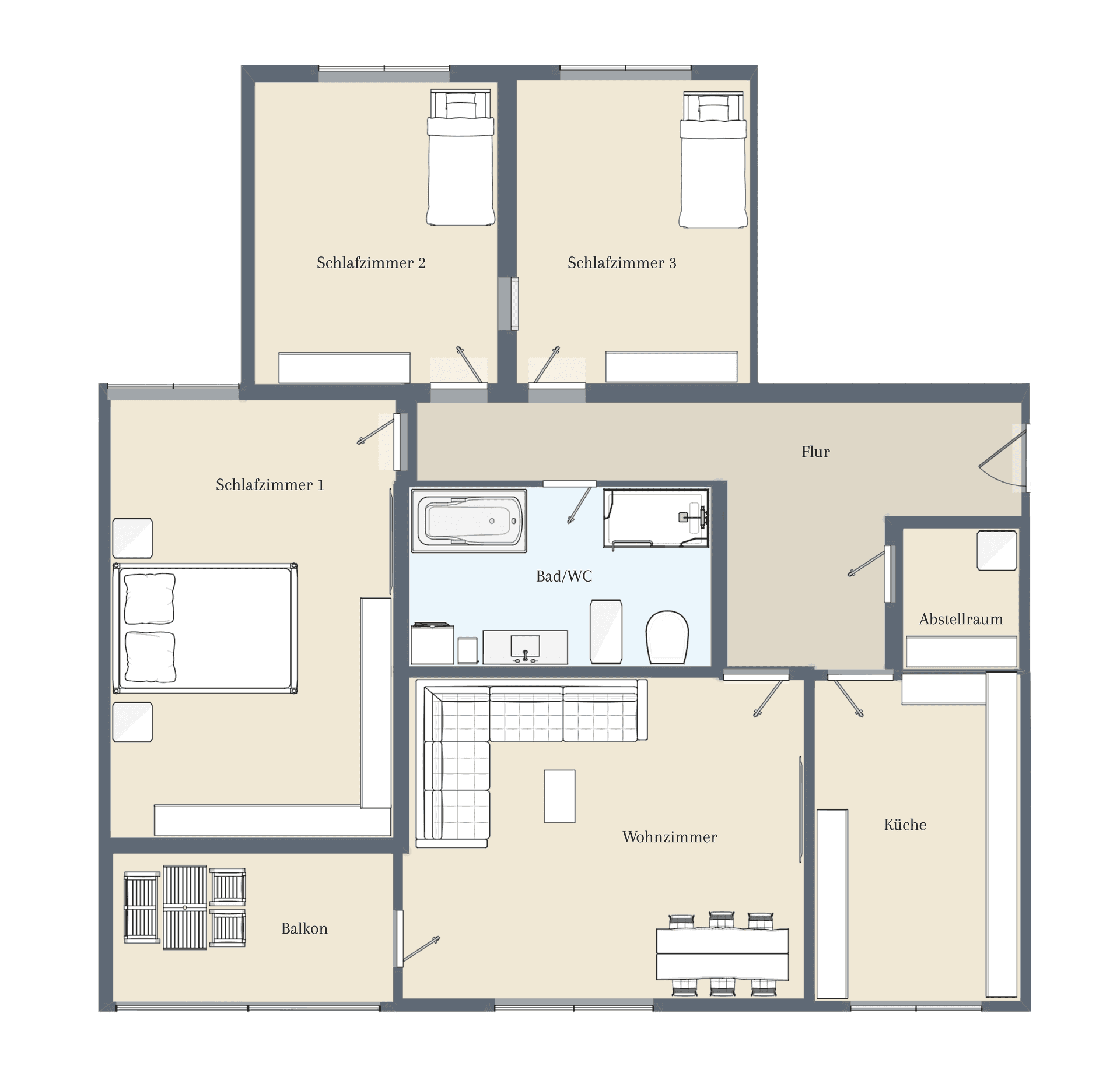 4,5 Zimmer Wohnung im obersten Stock mit Bodensee-/Alpenblick, 104 m² - Ansicht 5