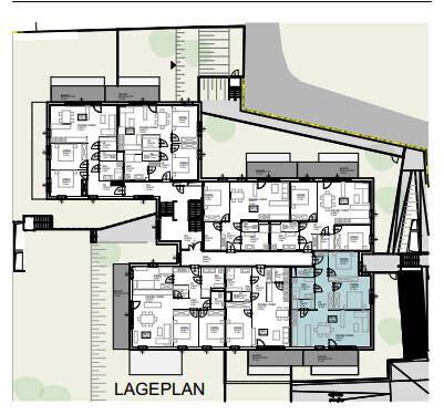 Lageplan des gesamten Wohnkomplexes mit der Anordnung der einzelnen Wohneinheiten.