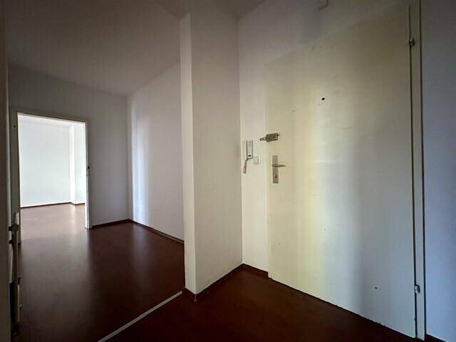 Eingangsbereich mit Laminatboden, Gegensprechanlage und Zugang zu weiteren Räumen der Wohnung.