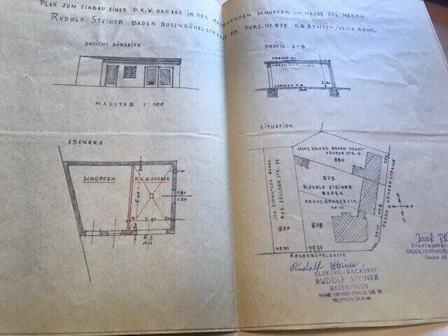 Plan für den Einbau einer Garage und eines Schuppens mit zugehörigem Situationsplan.