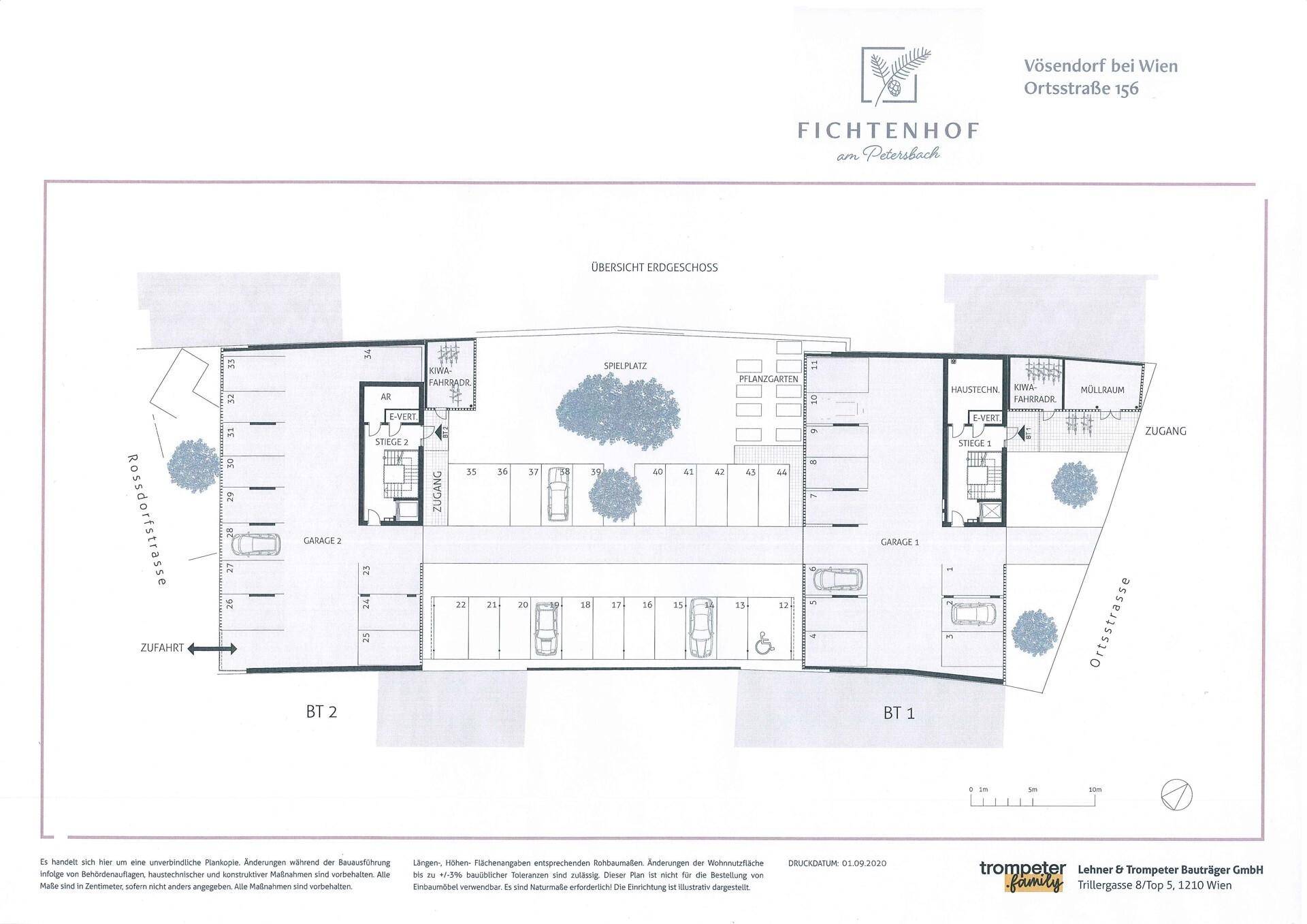 Lageplan, Garagenplan Vösendorf 2