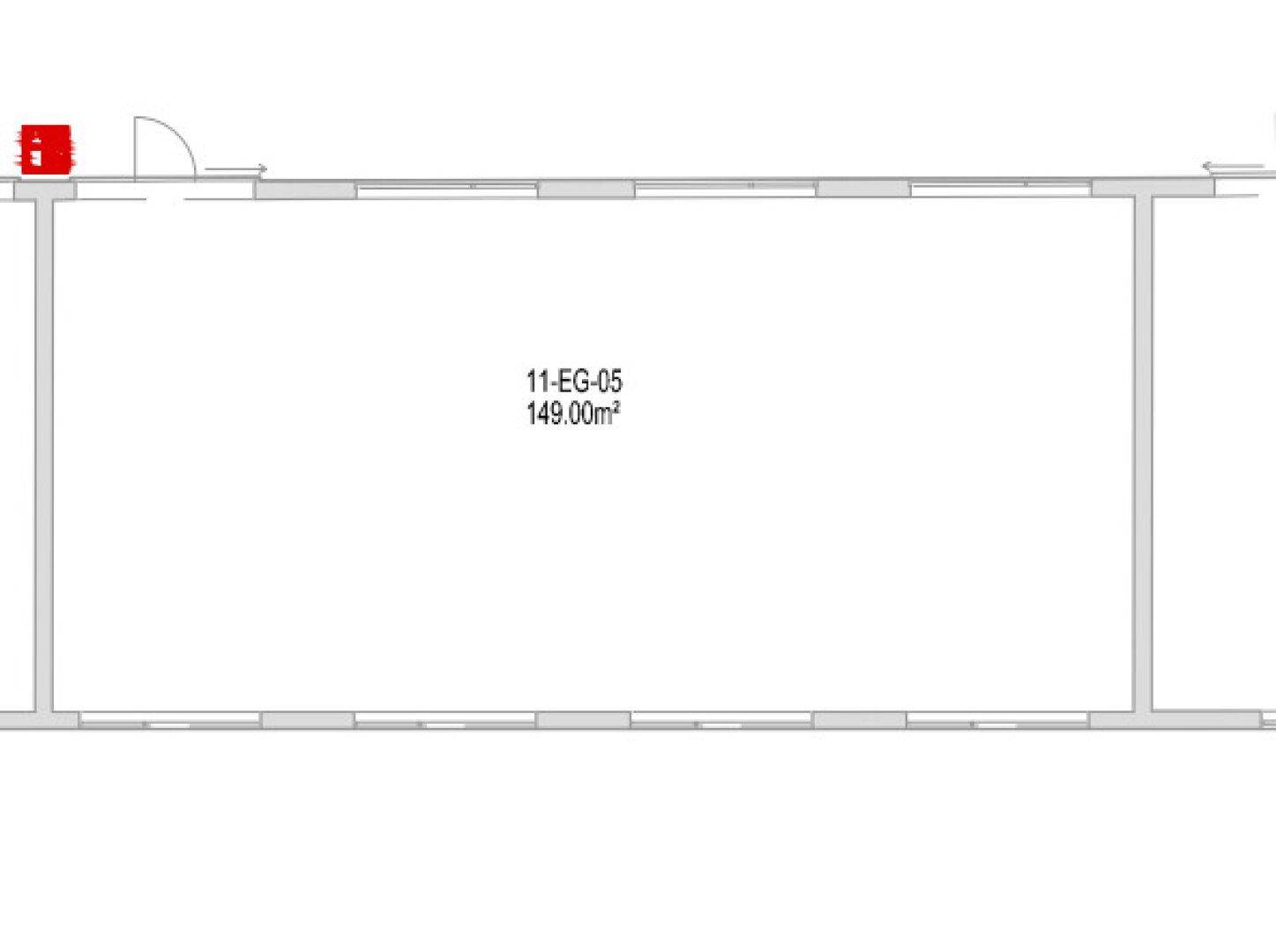 Grundriss einer großen, offenen Fläche von 149 m² im Erdgeschoss, ideal für flexible Nutzung.