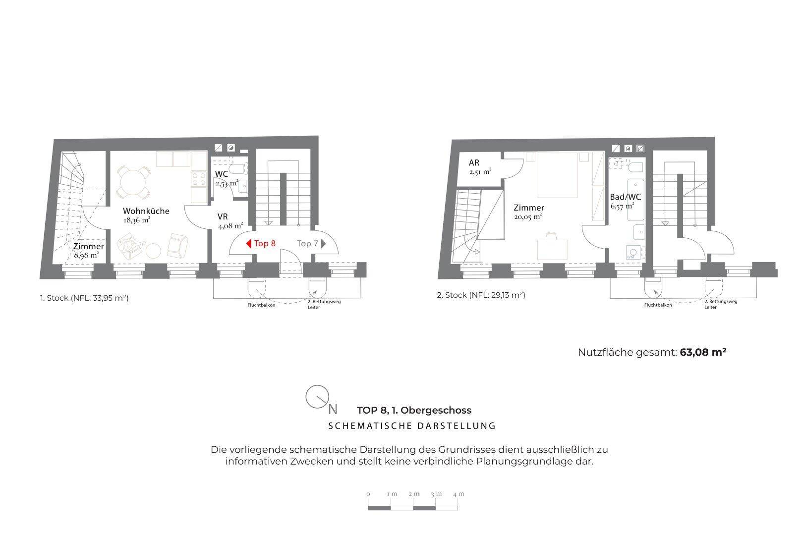 Grundriss Top 8, Schematische Darstellung