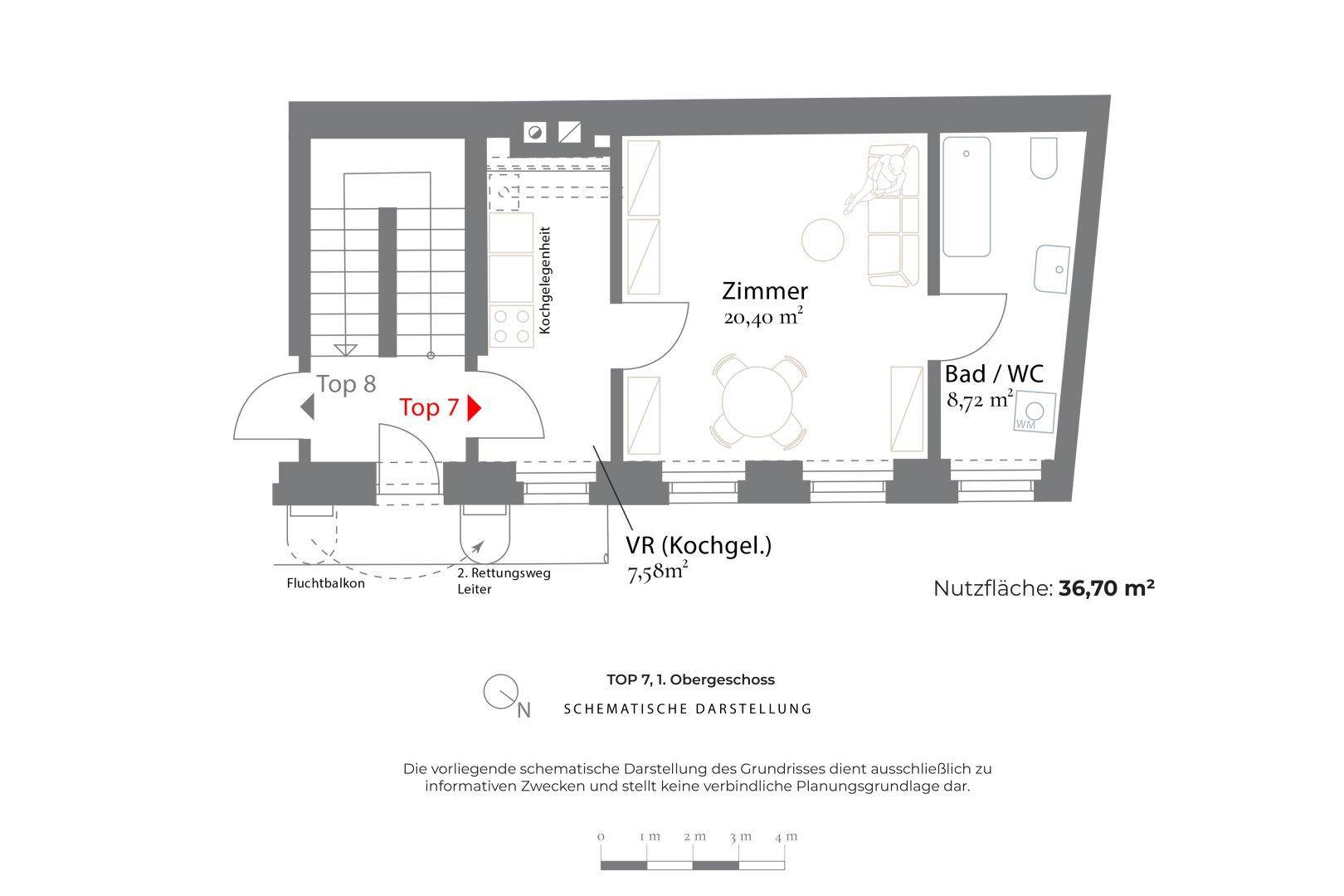 Grundriss, Top 7, Schematische Darstellung