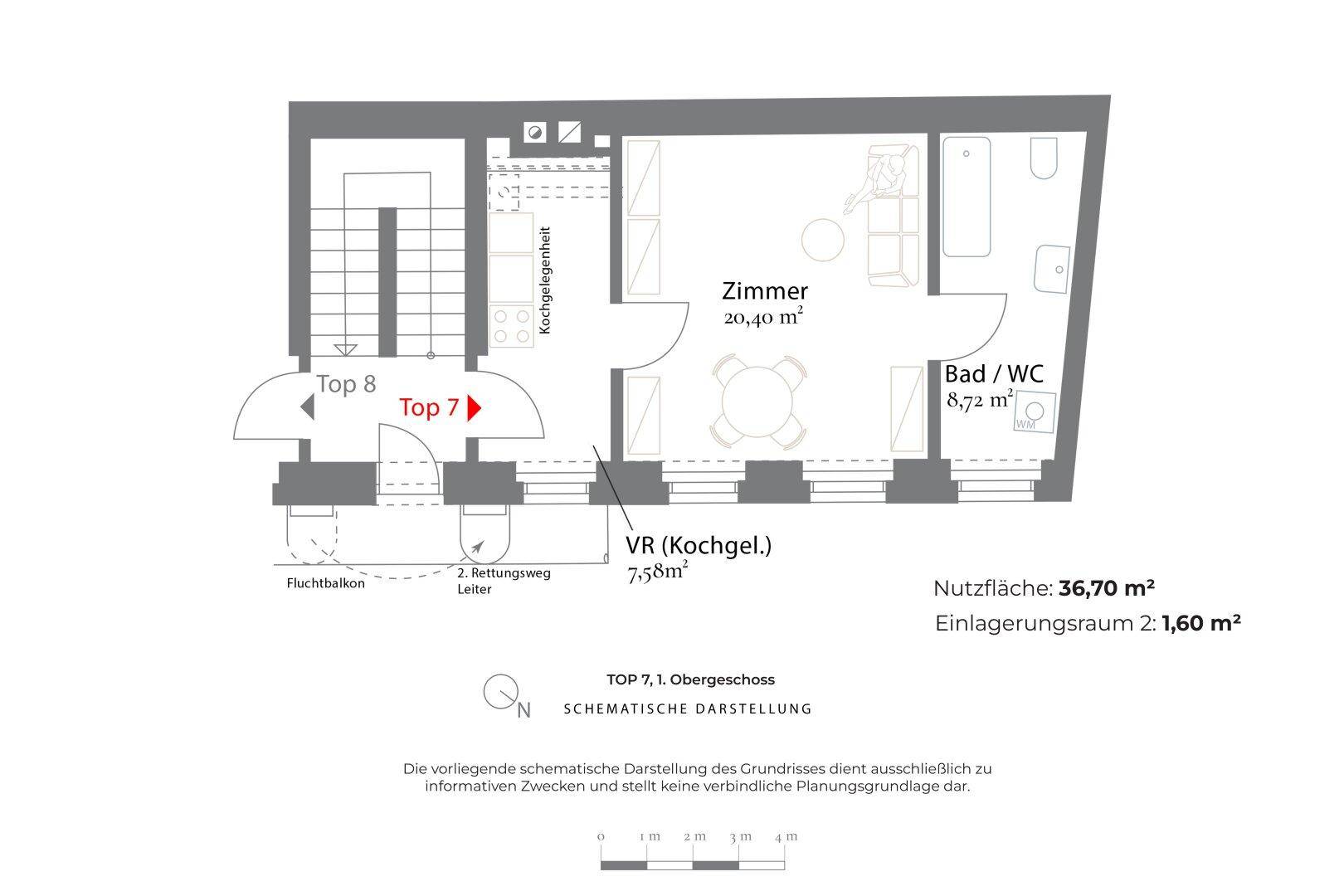 Grundriss, Top 7, Schematische Darstellung