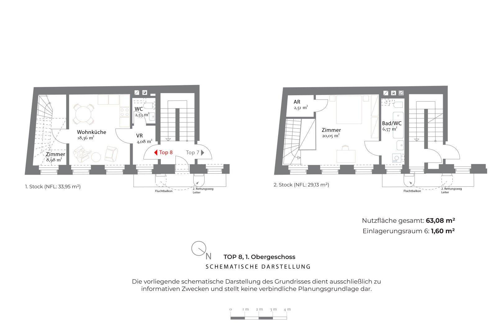 Grundriss Top 8, Schematische Darstellung