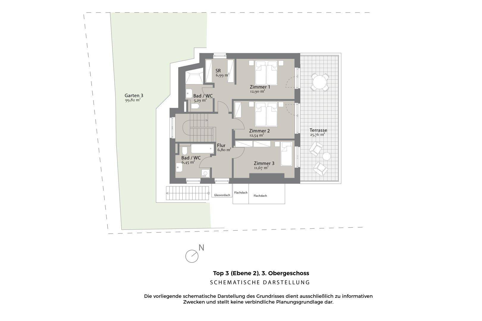 Grundriss Top 3, Ebene 2, Schematische Darstellung