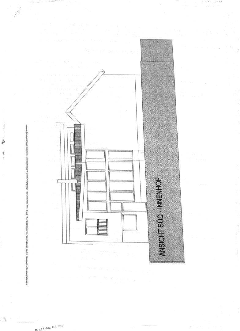 Architektonische Ansicht der Südseite des Gebäudes zum Innenhof.
