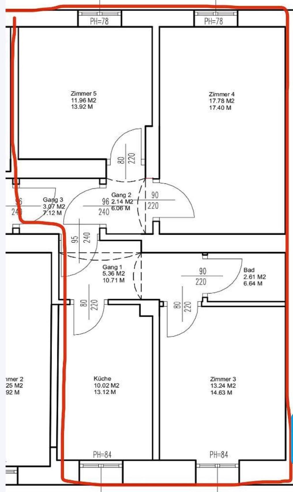 Detaillierter Grundriss der Wohnung mit Zimmeraufteilung und Flächenangaben.
