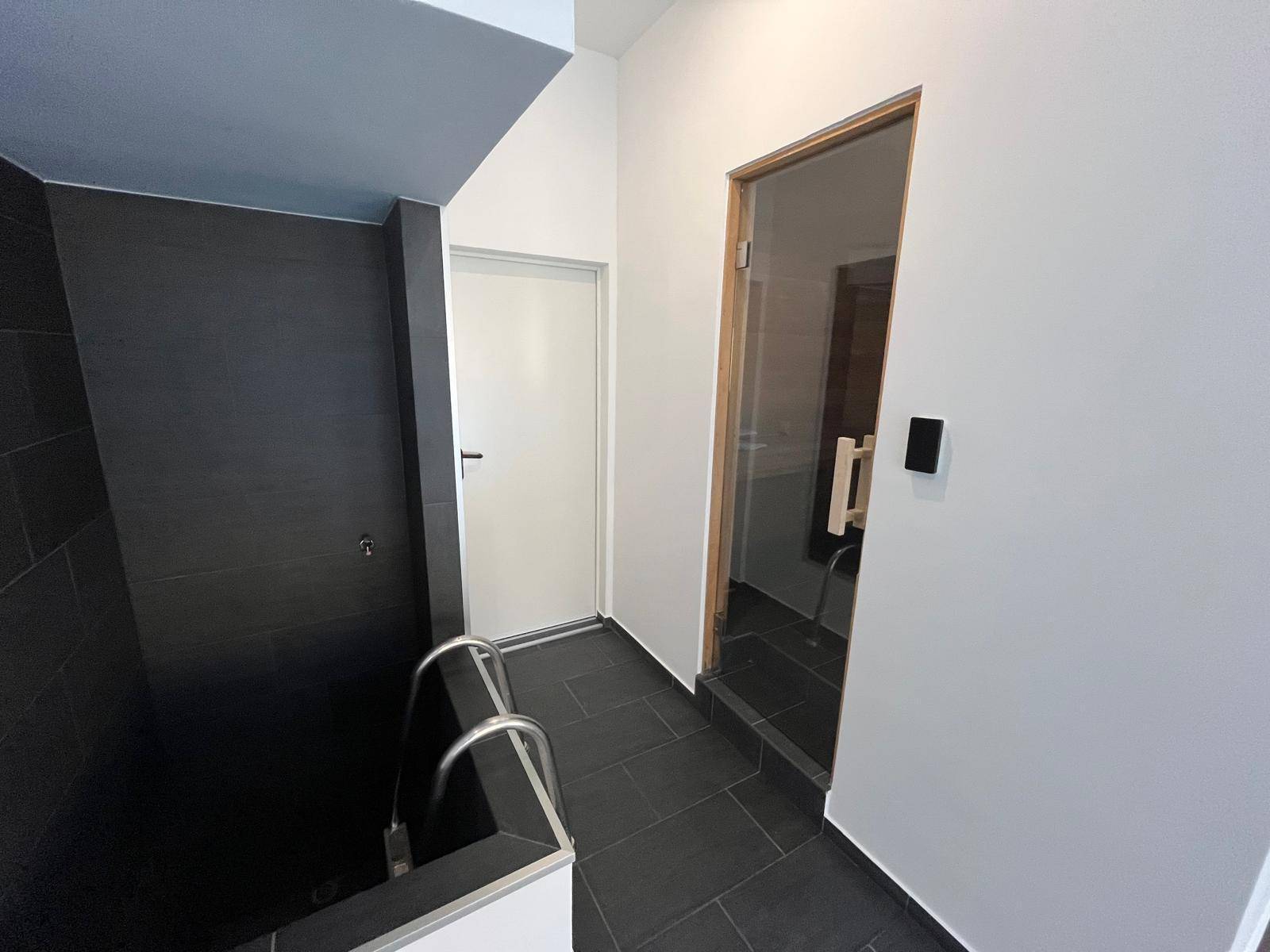 Wellnessbereich mit Sauna und Tauchbecken, ideal zur Entspannung und Erholung.