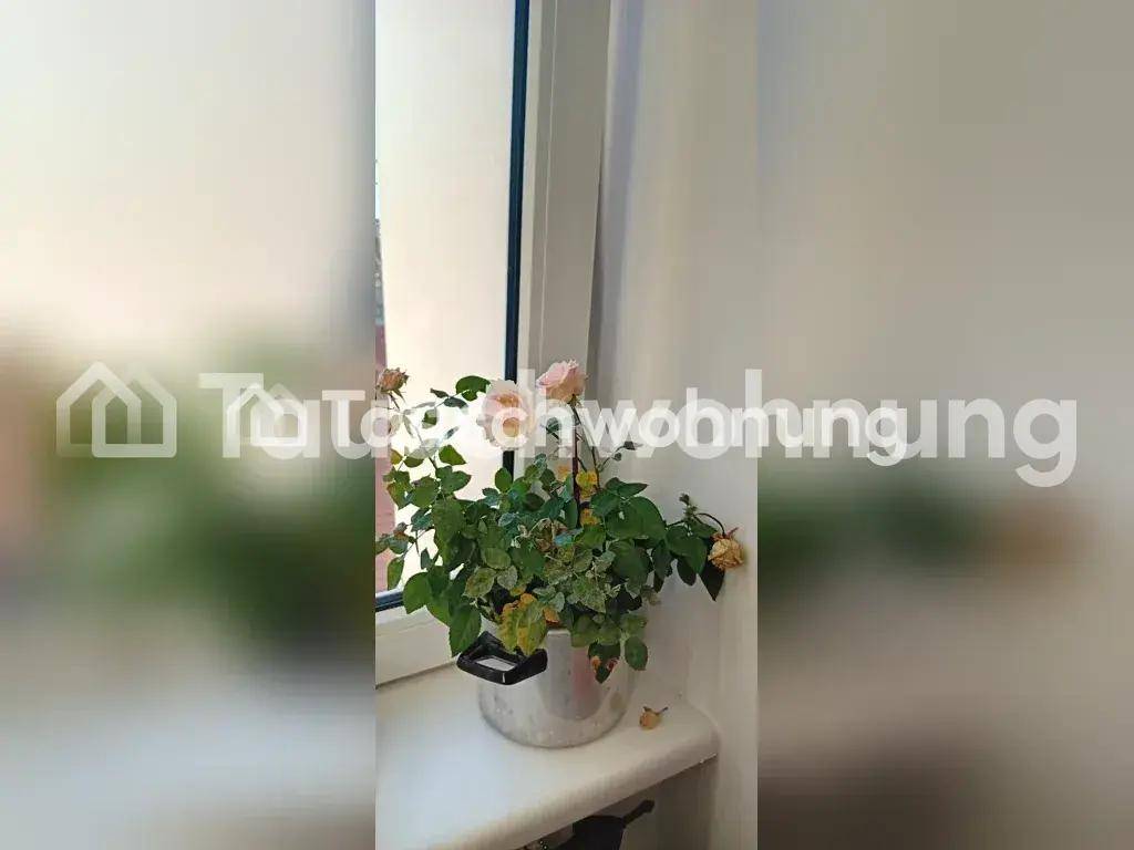 Topfpflanze mit zartrosa Rosenblüten auf einer hellen Fensterbank.