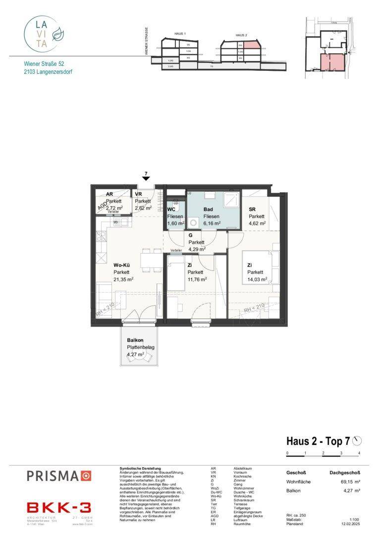 3 Zimmer Dachgeschosswohnung in Langenzersdorf, bis zu 3m Raumhöhe und Deckenkühlung - Mehr