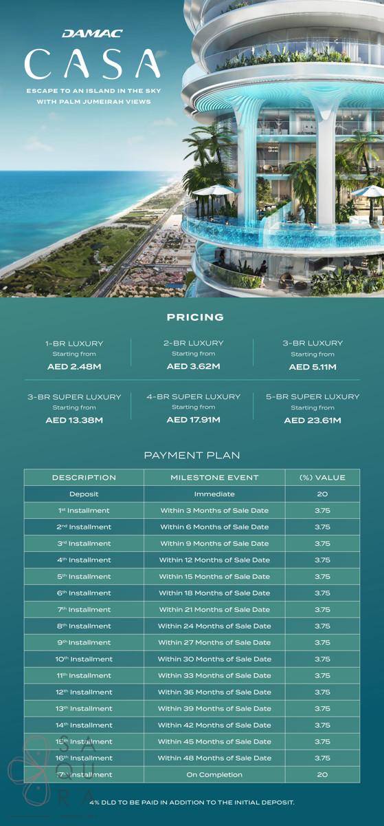 Damac Casa PAYMENT PLAN
