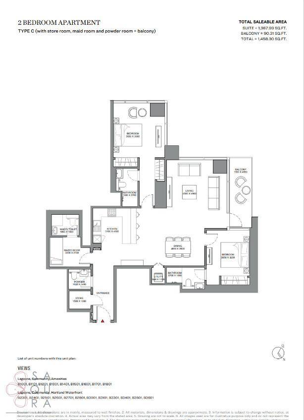 Grundriss einer 2-Zimmer-Wohnung mit Balkon, Abstellraum und separatem WC.