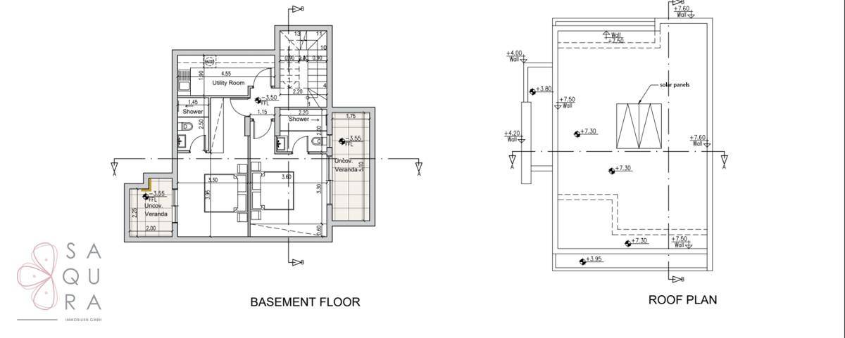 Grundstücksplan der Villa 15 mit Haus, Pool und Außenanlagen.