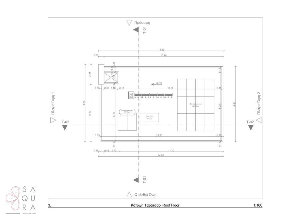 Grundriss der Dachterrasse mit Abstellraum und Technikbereich.