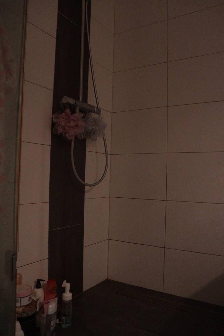 Duschbereich mit gefliesten Wänden und einer Handbrause, sauber und funktional gestaltet.