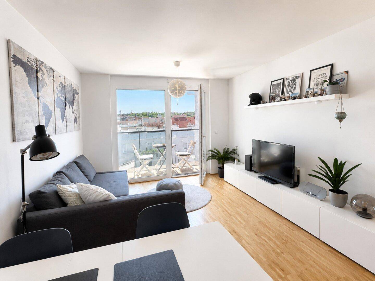 Großzügiges 2-Zimmer-Business-Apartment nahe Schönbrunn - Loggia, Fernblick aus dem 7. Obergeschoss &amp; flexible Mietdauer - Ansicht 5