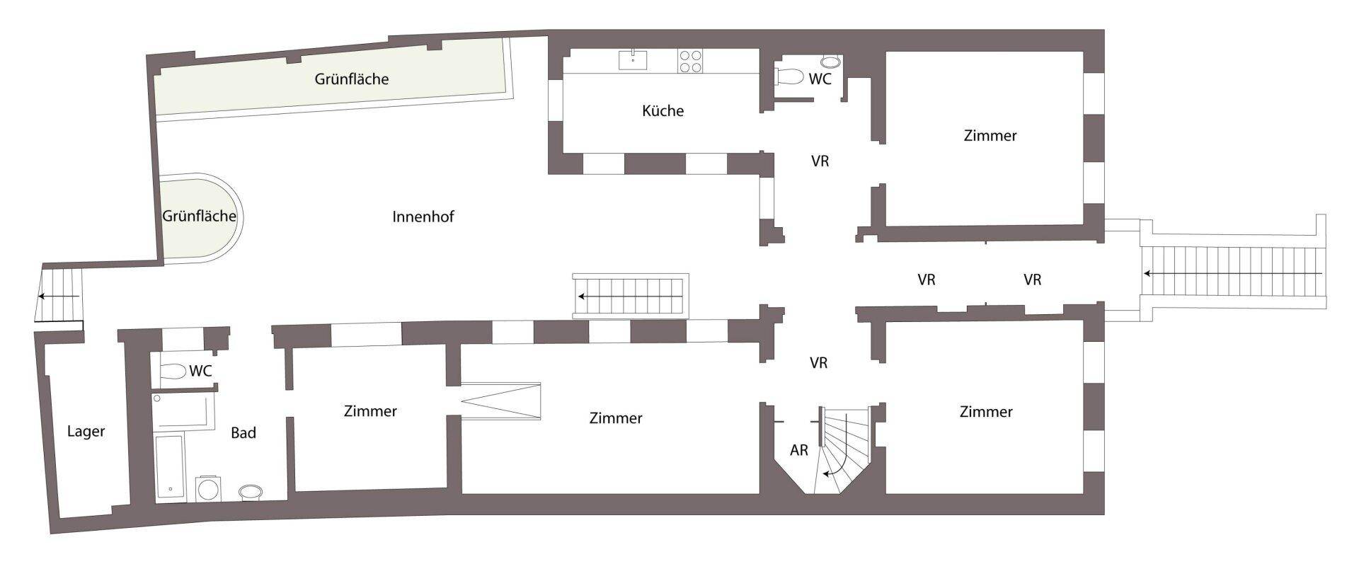 Grundriss-Skizze Erdgeschoss