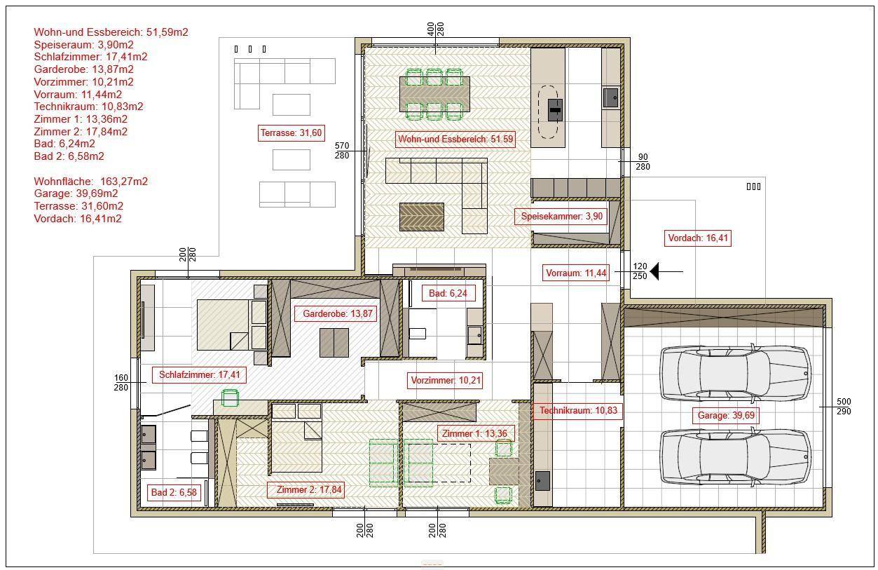 Moderner Design-Bungalow in nachhaltiger Massivholzbauweise – Exklusives Wohnen auf einer Ebene mit 203 m² Nutzfläche - Ansicht 6