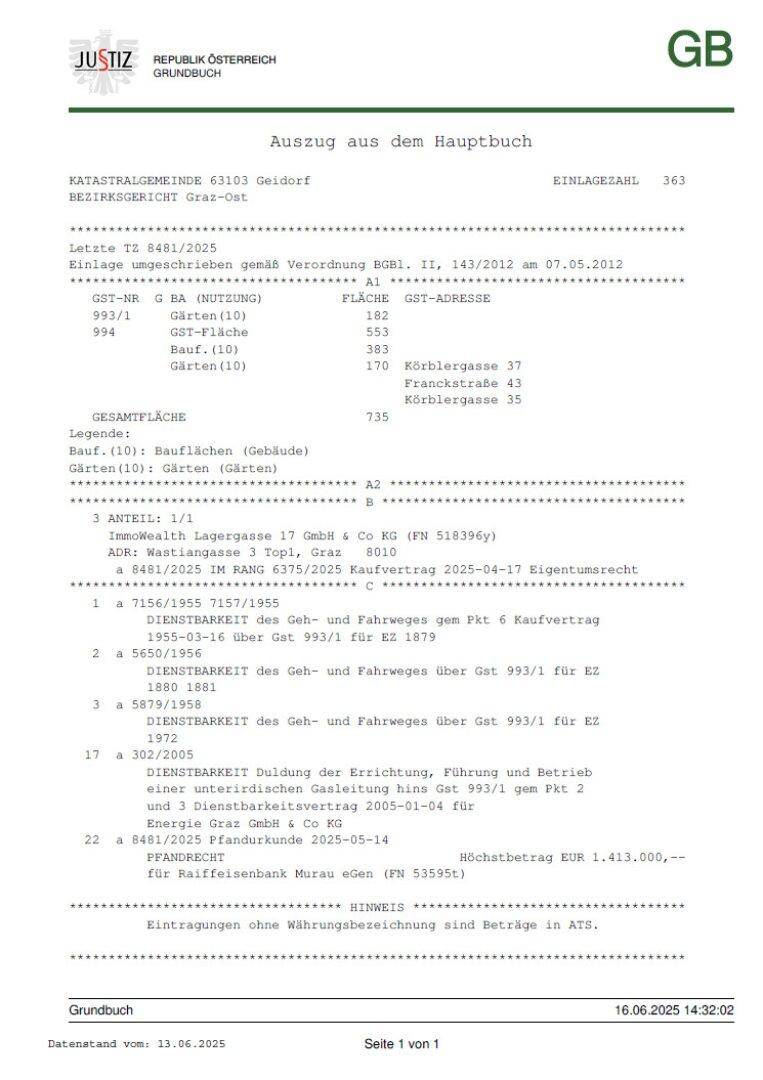 Grundbuchauszug