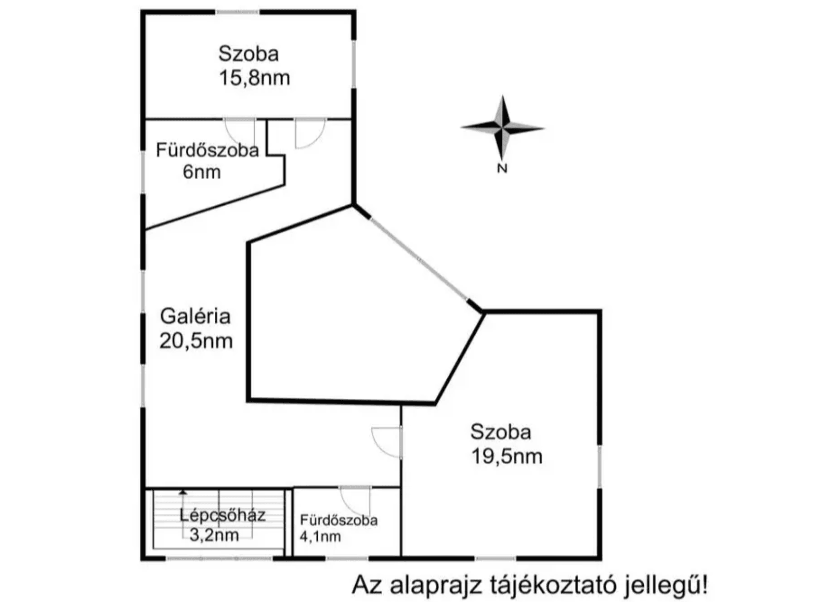 Grundriss des Obergeschosses mit mehreren Zimmern und Bädern.