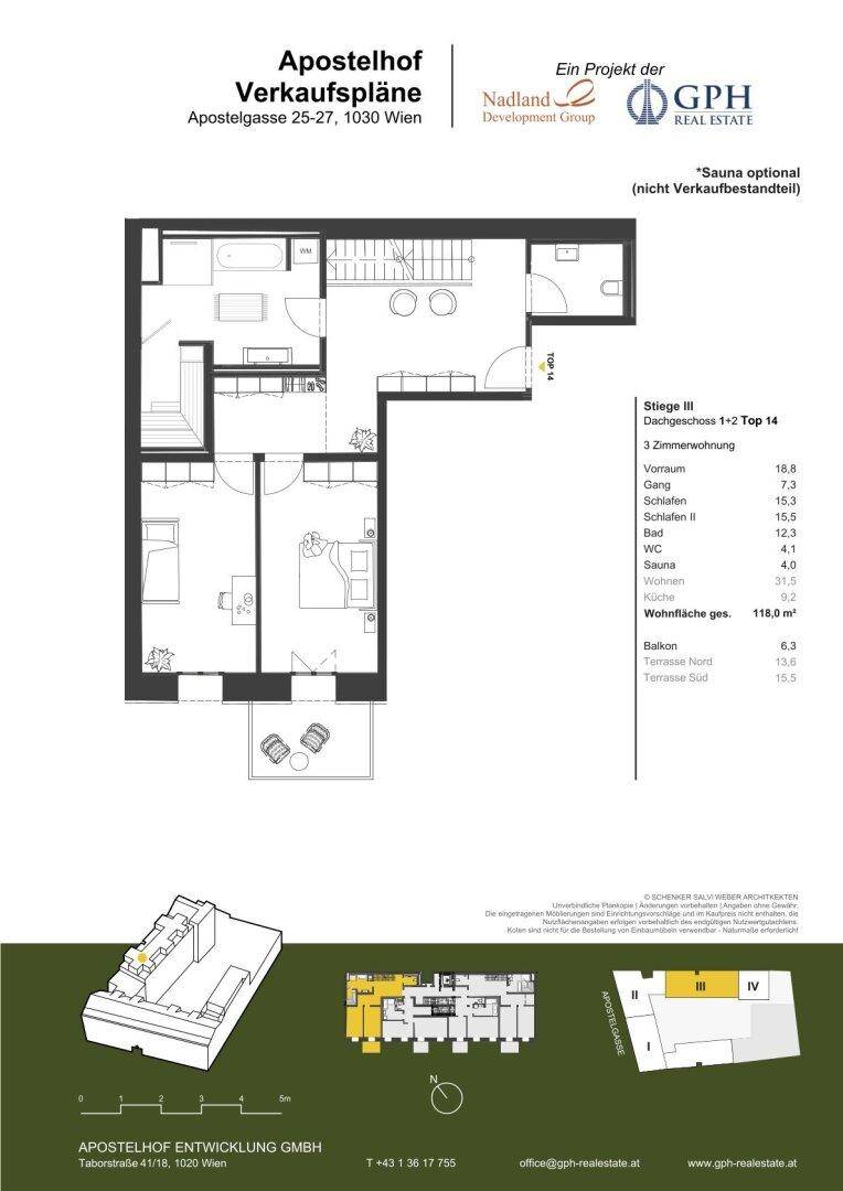 Detaillierter Grundriss einer Wohnung mit mehreren Zimmern und einem Balkon.