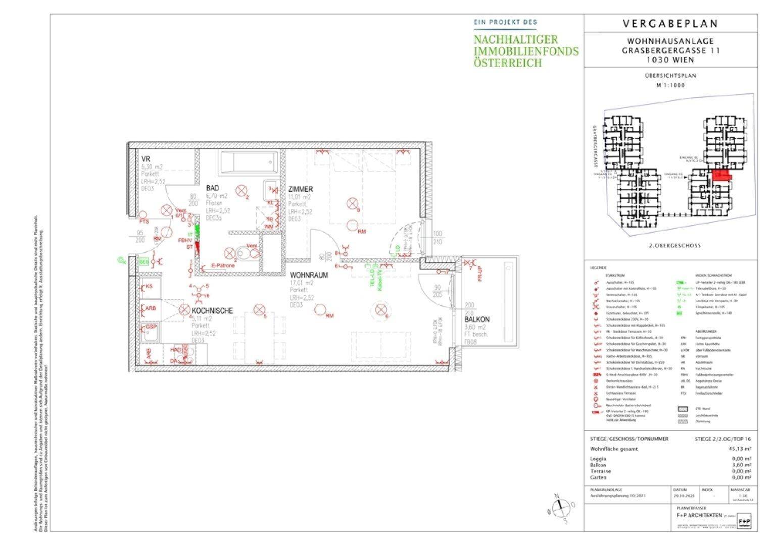 Grundriss einer Wohnung mit Wohnraum, Küche, Bad, Zimmer und Balkon.