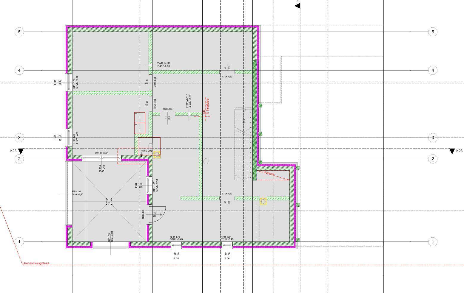 Grundrissplan des Untergeschosses mit Technikraum und Abstellflächen.