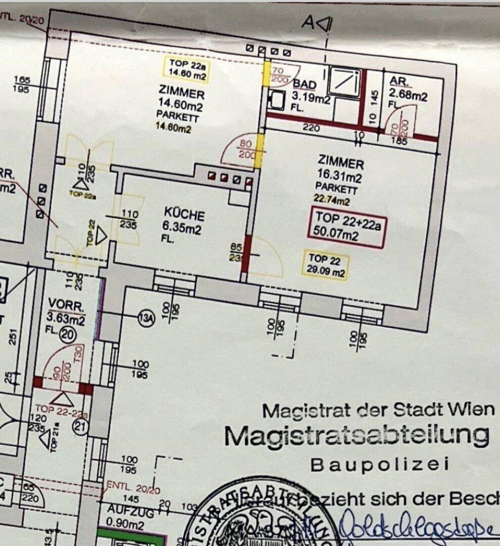 Detaillierter Grundriss der Wohnung mit Raumaufteilung und Flächenangaben in Quadratmetern.