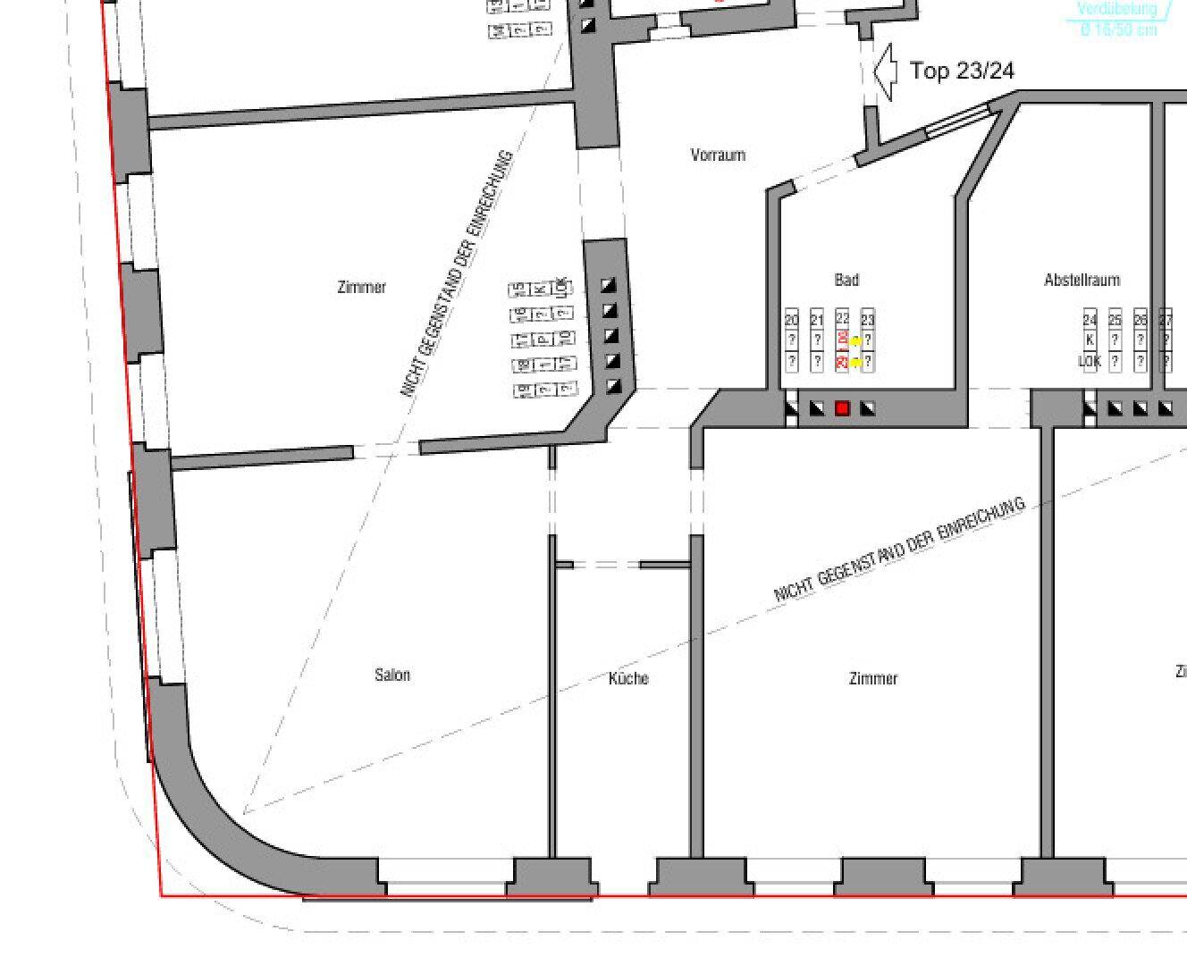 Detaillierter Grundriss der Wohnung mit verschiedenen Räumen und Aufteilung.