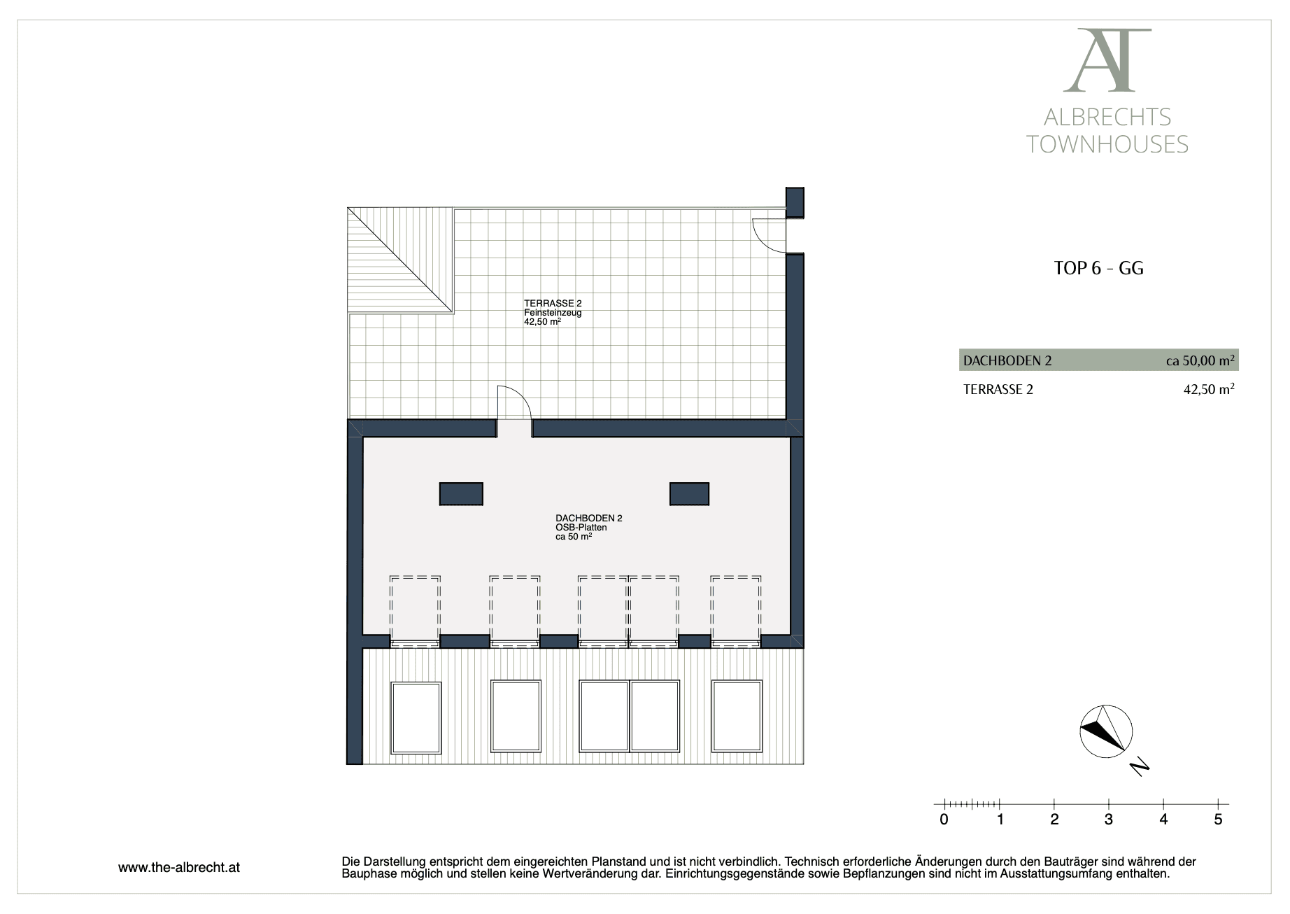 Grundriss des Dachbodens mit großer Terrasse und zusätzlichem Dachbodenbereich.
