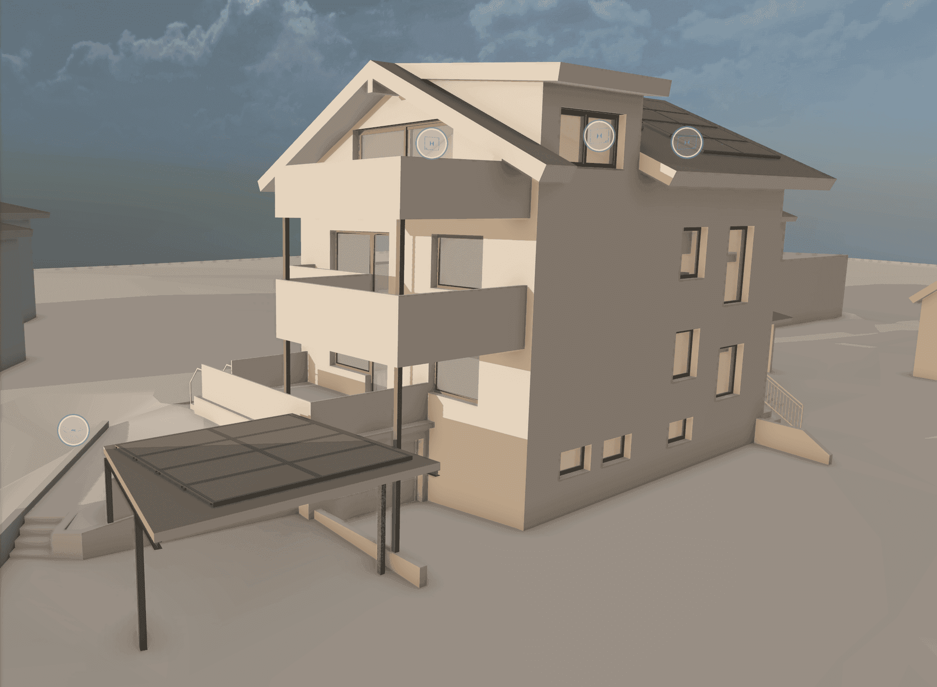 Top moderne 3-Zimmer-Wohnung im OG in einem 2026 generalsaniertem Haus mit großen Balkon, Internet, Klima und E-Ladestation inklusive – pohled 2
