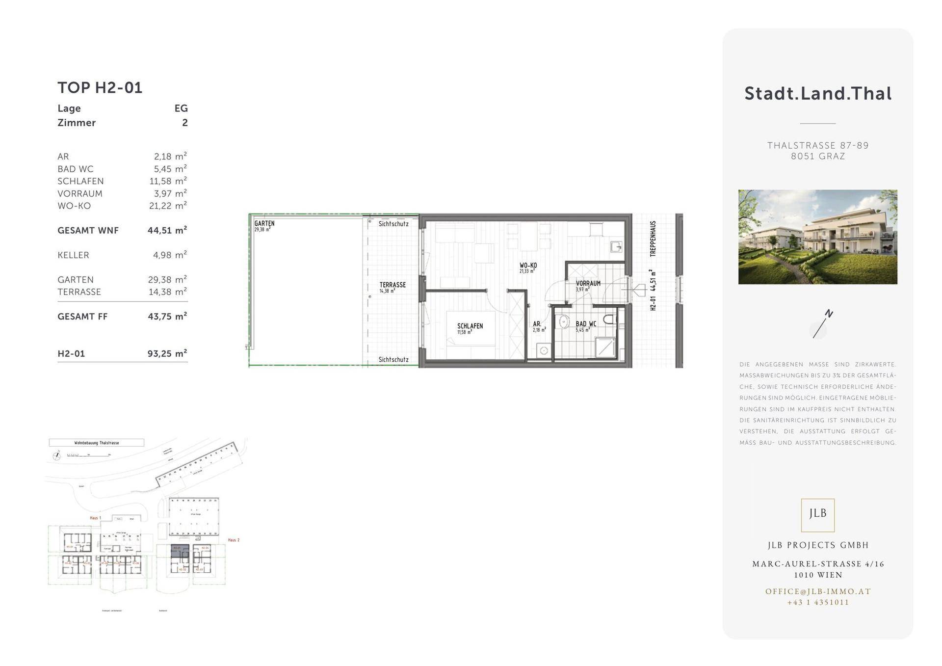 Detaillierter Grundriss einer Erdgeschosswohnung mit Garten, Terrasse und Kellerabteil.