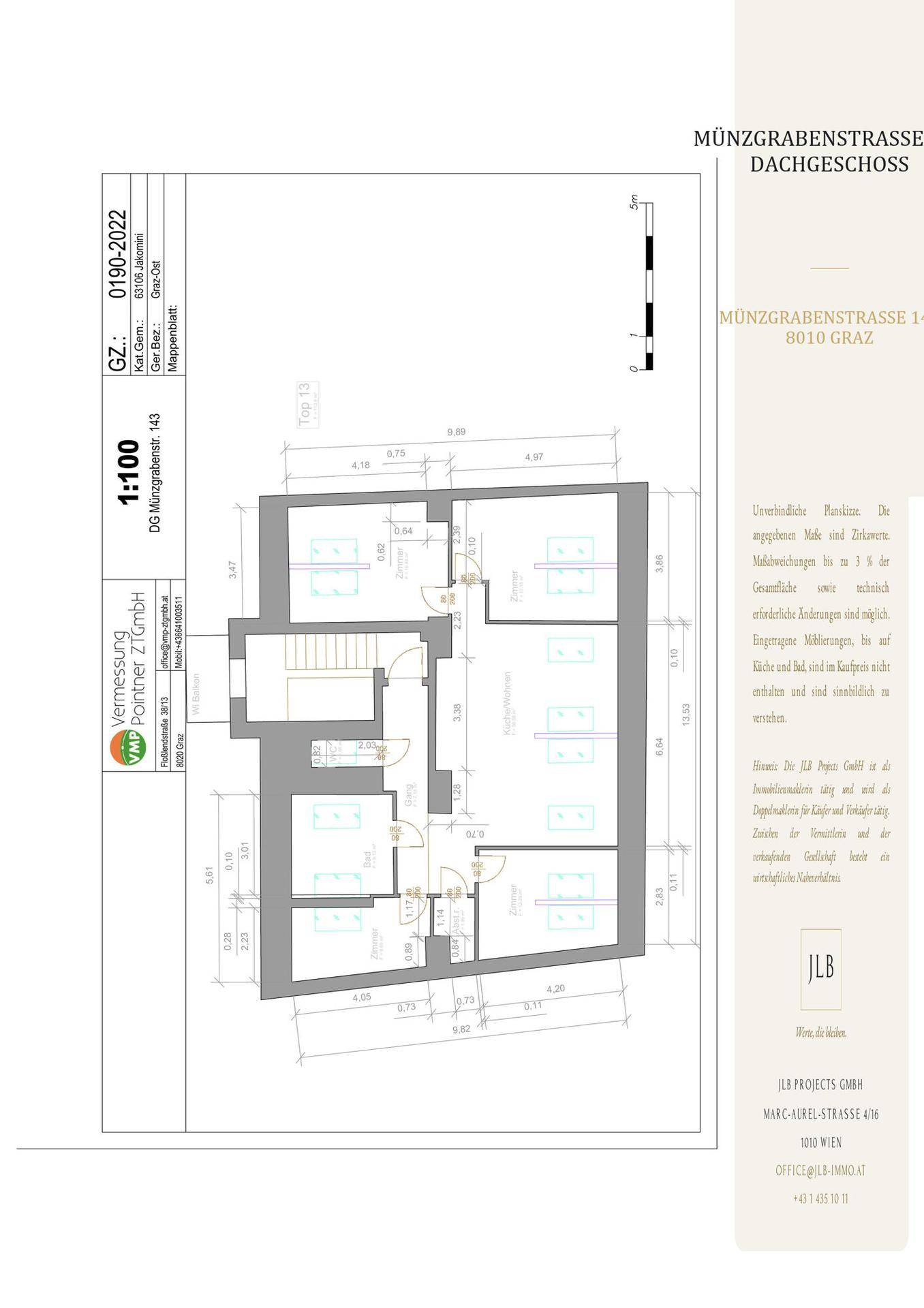 Grundriss des Dachgeschosses mit mehreren Wohneinheiten und klarem Layout.