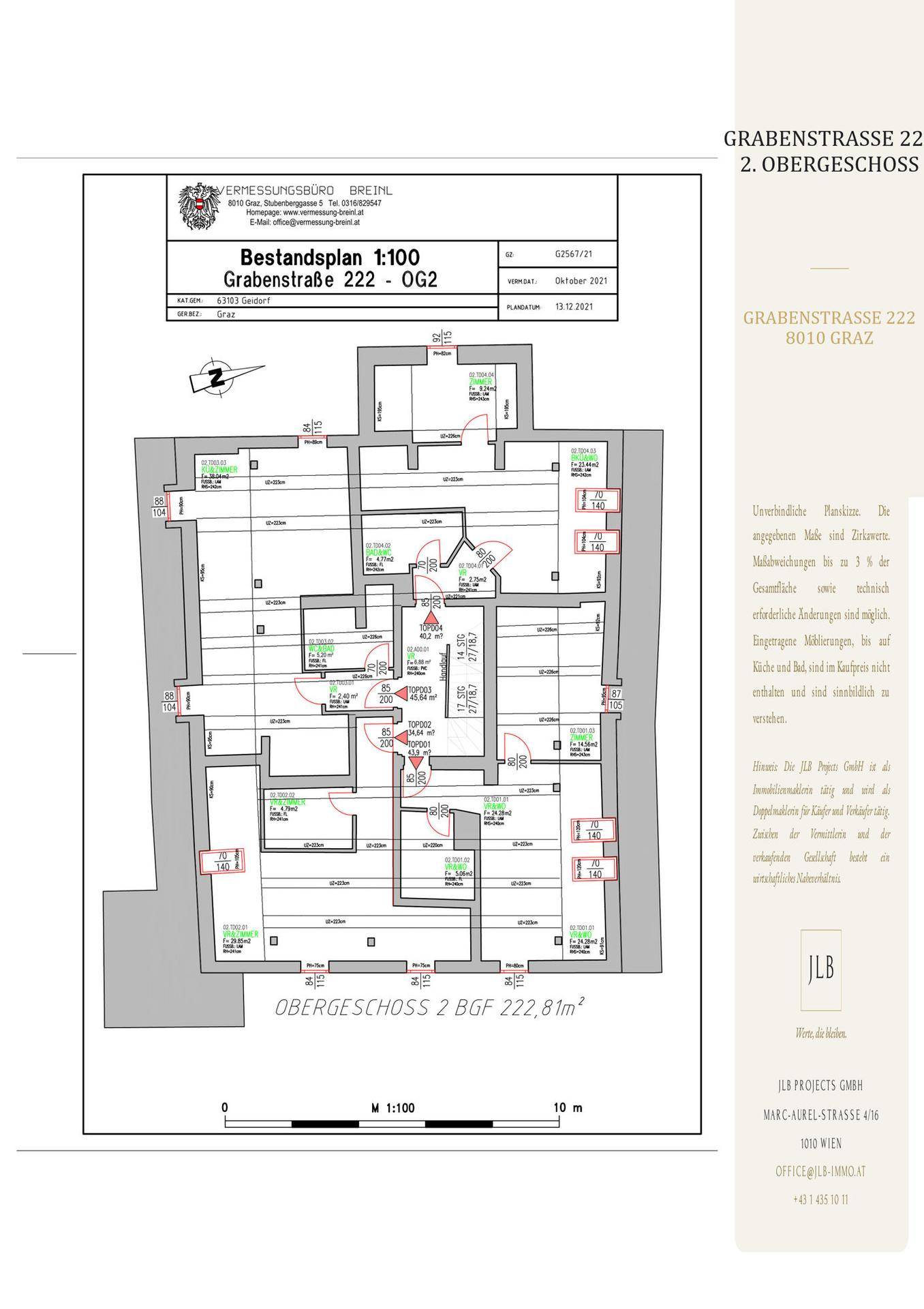 Detaillierter Grundriss des zweiten Obergeschosses mit funktionaler Raumaufteilung.