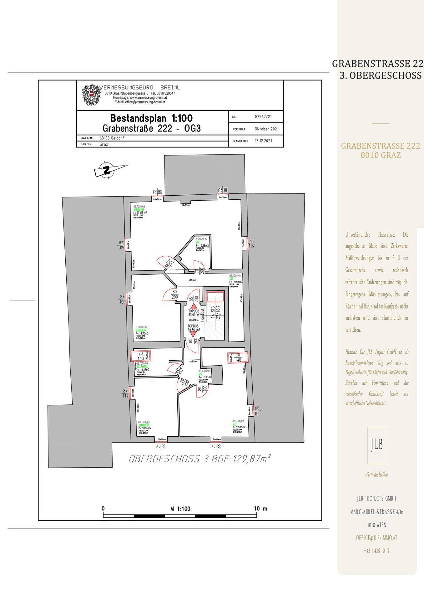 Grundriss des dritten Obergeschosses mit mehreren Räumen und klarem Layout.