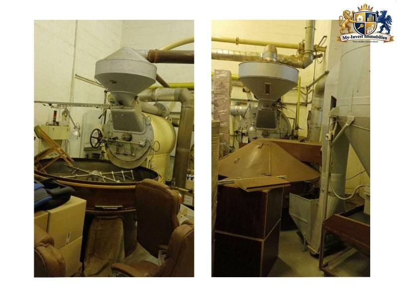 Zwei große, trichterförmige Industriemaschinen mit Rohren und Bedienelementen in einem Produktionsraum.