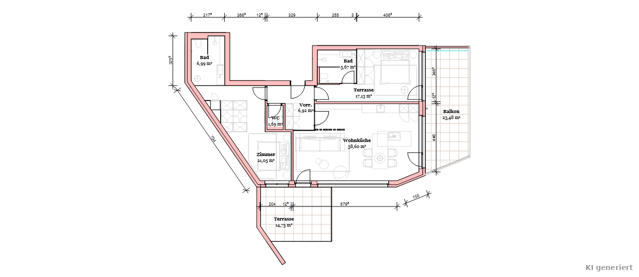 Grundriss bemasst