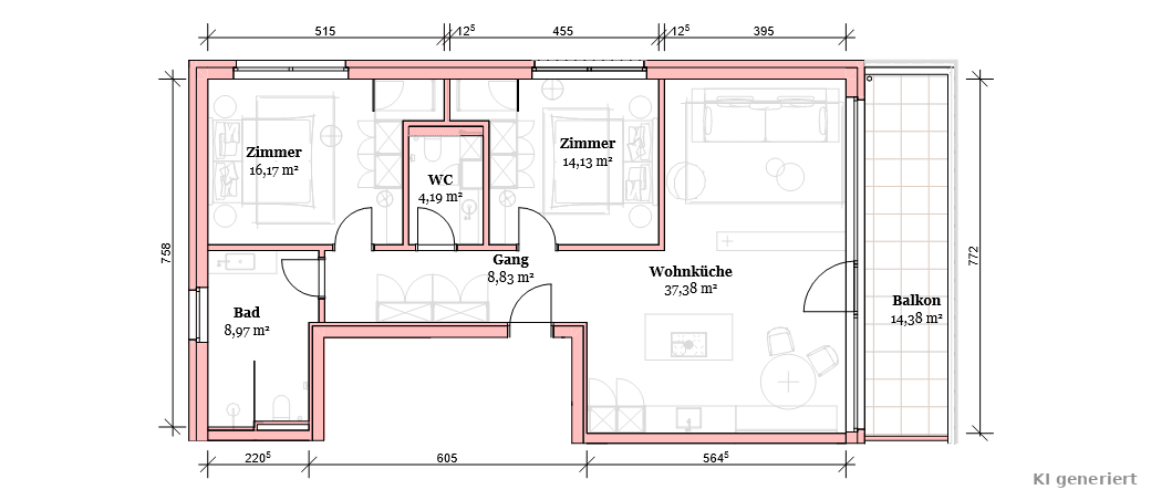 Grundriss bemasst