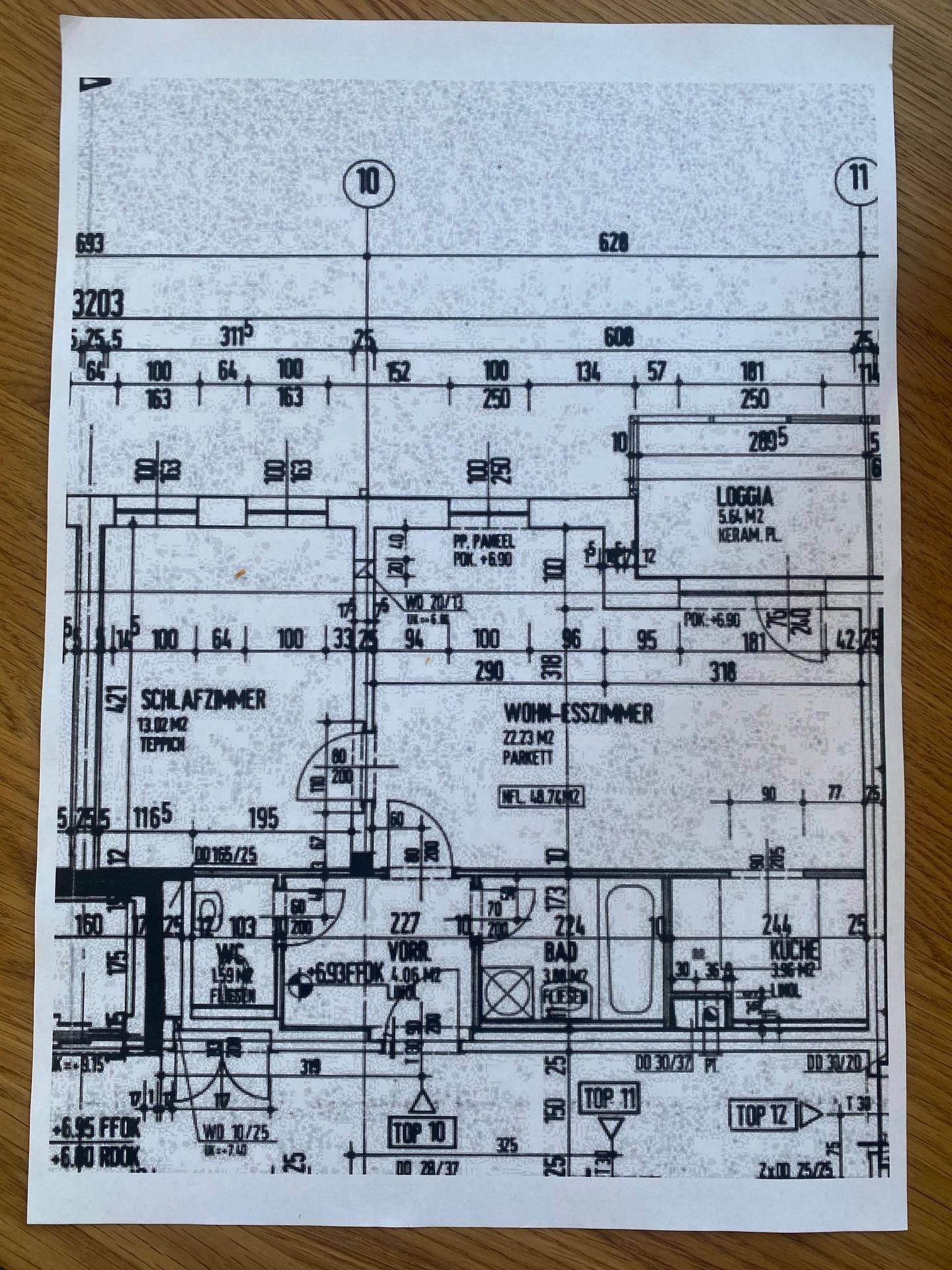 Detaillierter Grundriss der Wohnung mit Raumaufteilung und Flächenangaben.