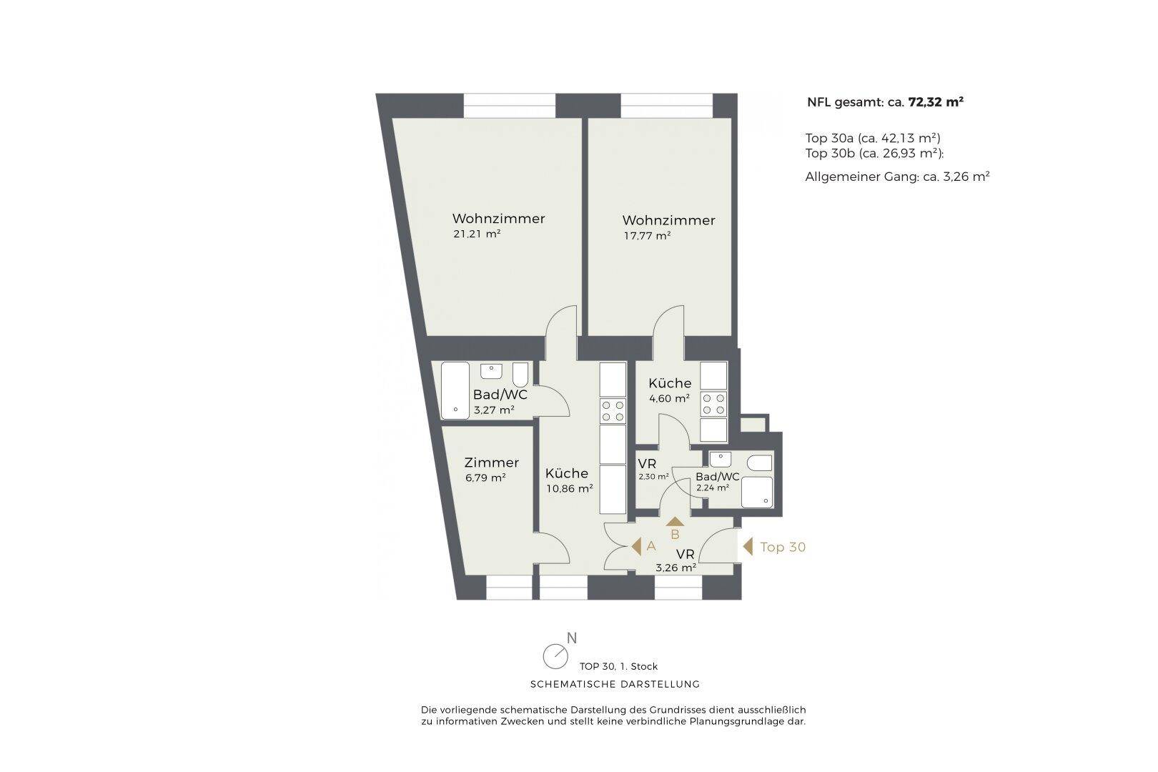 Grundriss, Top 30, schematische Darstellung