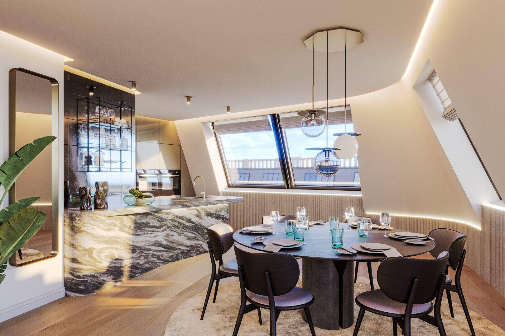 Edler Dining-Room mit stilvoller Bar