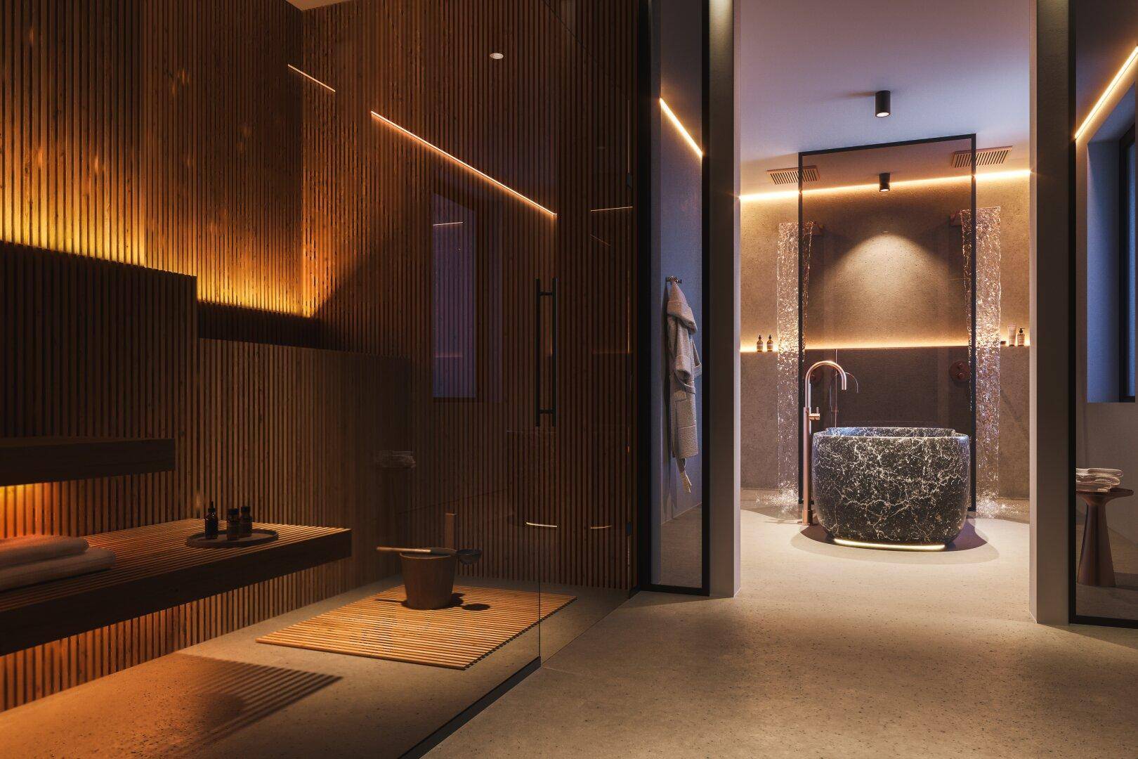 Master Bathroom mit luxuriöser Sauna