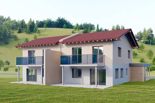 Sonnige, familienfreundliche Doppelhaus-Hälfte mit ca. 120 m² Wohnfläche, ca. 520 m² Eigengrund und Carport bei Eberndorf, NEUBAU