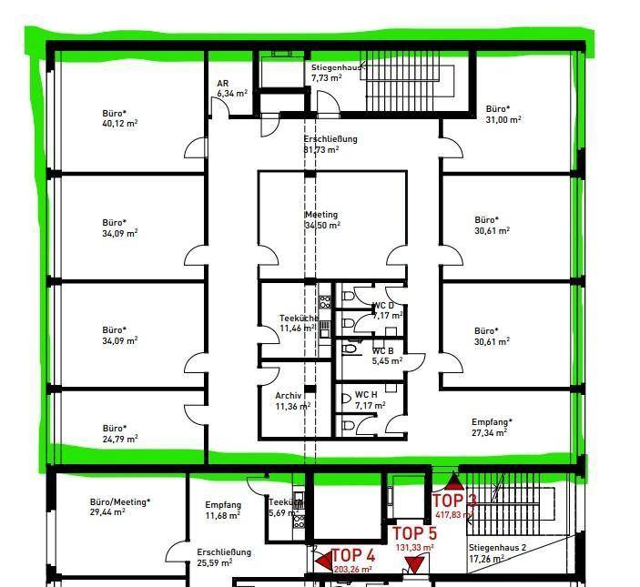 Grundrissplan Top 3, ca. 418 m²