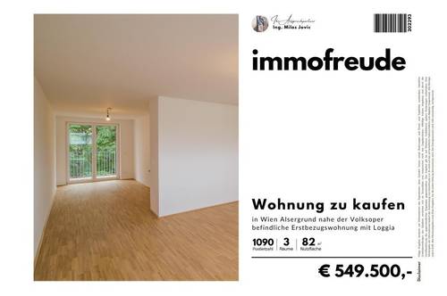 Zum Verkauf steht eine in Wien Alsergrund nahe der Volksoper befindliche Erstbezugswohnung mit Loggia.