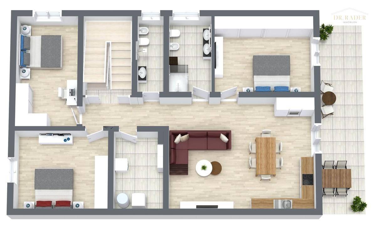 3D Grundriss Wohnung 2. Ebene