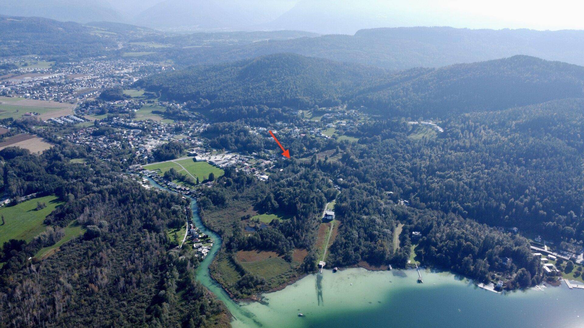 Luftbild vom Grundstück in Richtung Viktring